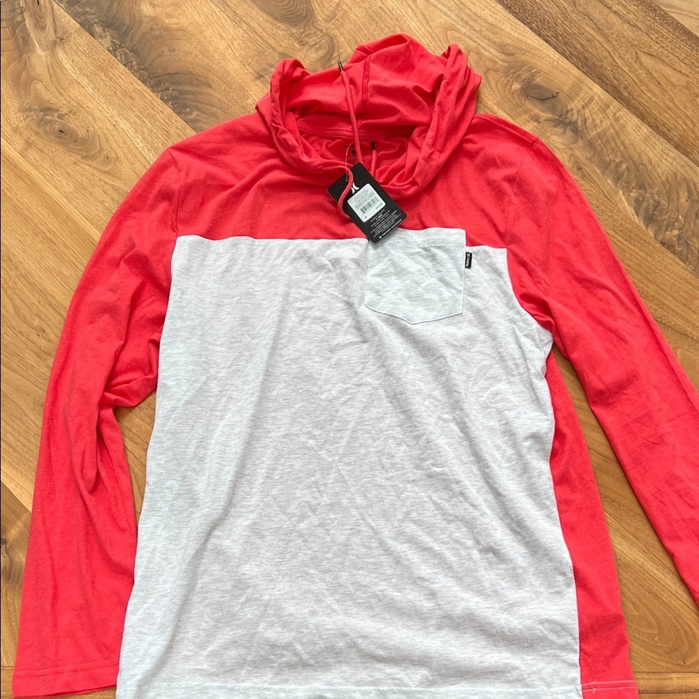 Hurley Track Red and Gray Heather Hooded shirt